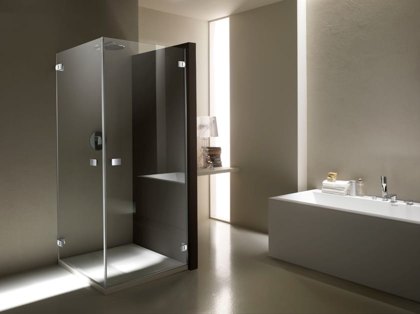 Угловая душевая кабина из закаленного стекла с распашной дверью Provex Industrie X-Line ARCH-00145186