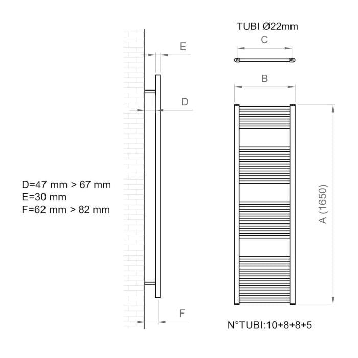 Настенный хромированный стальной полотенцесушитель с горячей водой Ercos Опера ARCH-00118164 - Вид №5