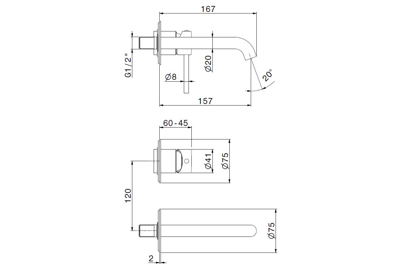 Настенный смеситель для раковины без слива Newform X-WAY ARCH-00138065 - Вид №3