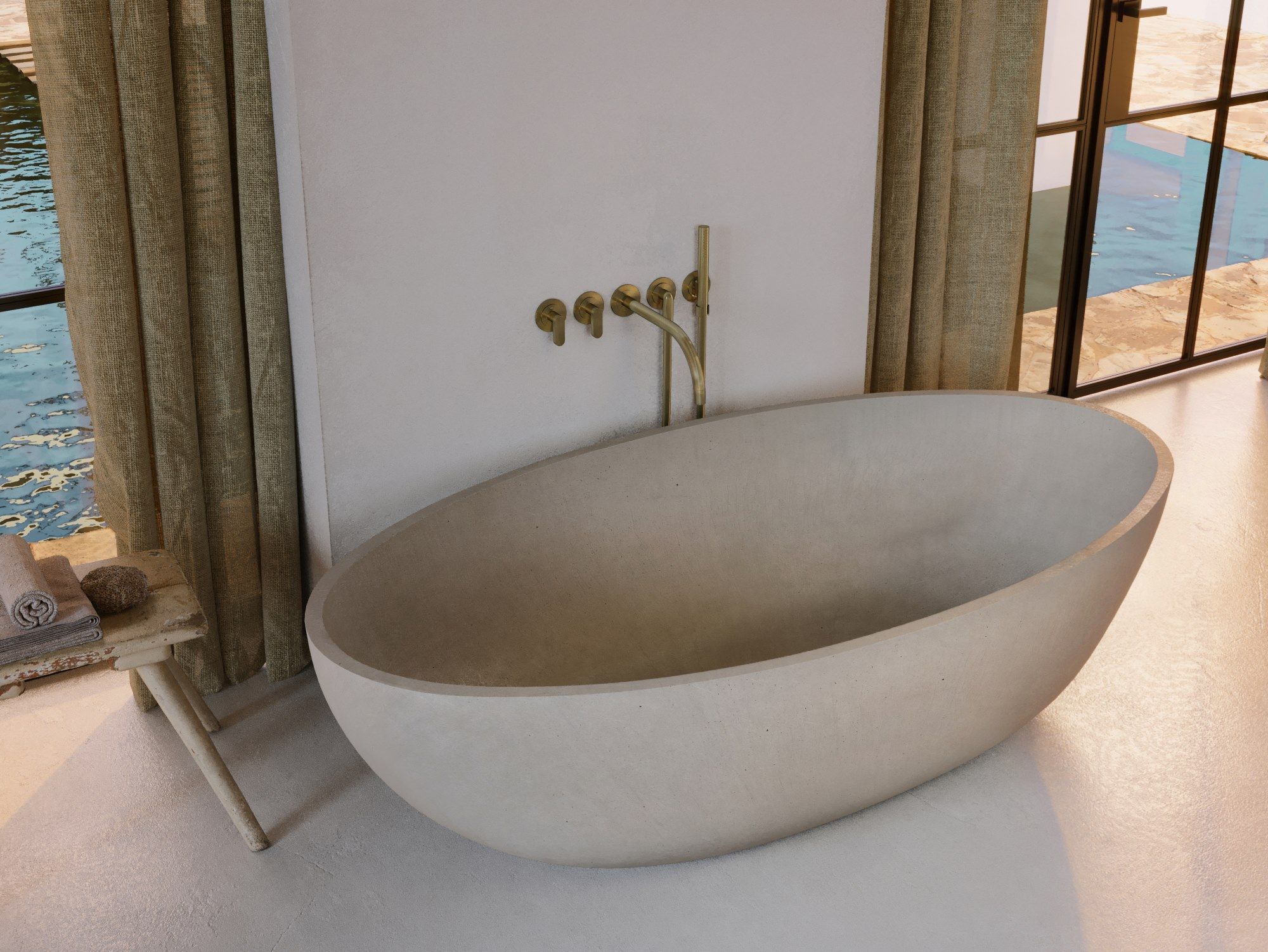 Овальная ванна в центре комнаты COCOON Maison ARCH-00106360