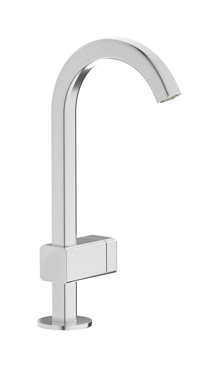 Монорычажный прогрессивный смеситель на раковину в комплекте с донным клапаном. WE ARE IB eo200ss_1 Brushed Nickel Elio