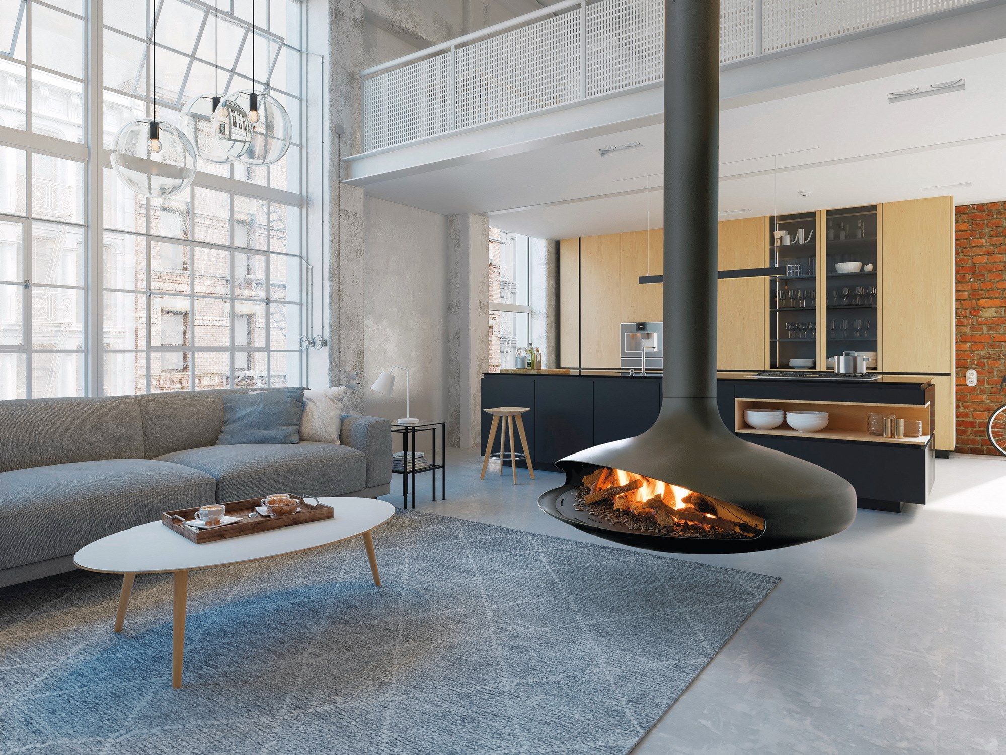 Металлический вращающийся газовый подвесной камин Focus creation Gyrofocus ARCH-00075057 - Вид №4