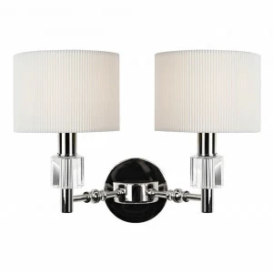 Бра металлическое с абажуром на 2 лампы белое Alexa Nickel W2404-2 ILAMP ALEXA 00-3949169 Белый;никель