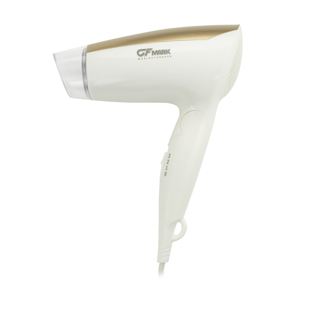 GFmark - Фен для волос в ванную комнату без креплений, ПЕРЕНОСНОЙ, белый с золотом, 1600W, код: 6831  - Вид №1
