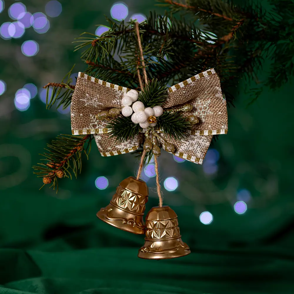 84884207 Новогоднее украшение Колокольчики 15x15 см цвет золотой STLM-0950995