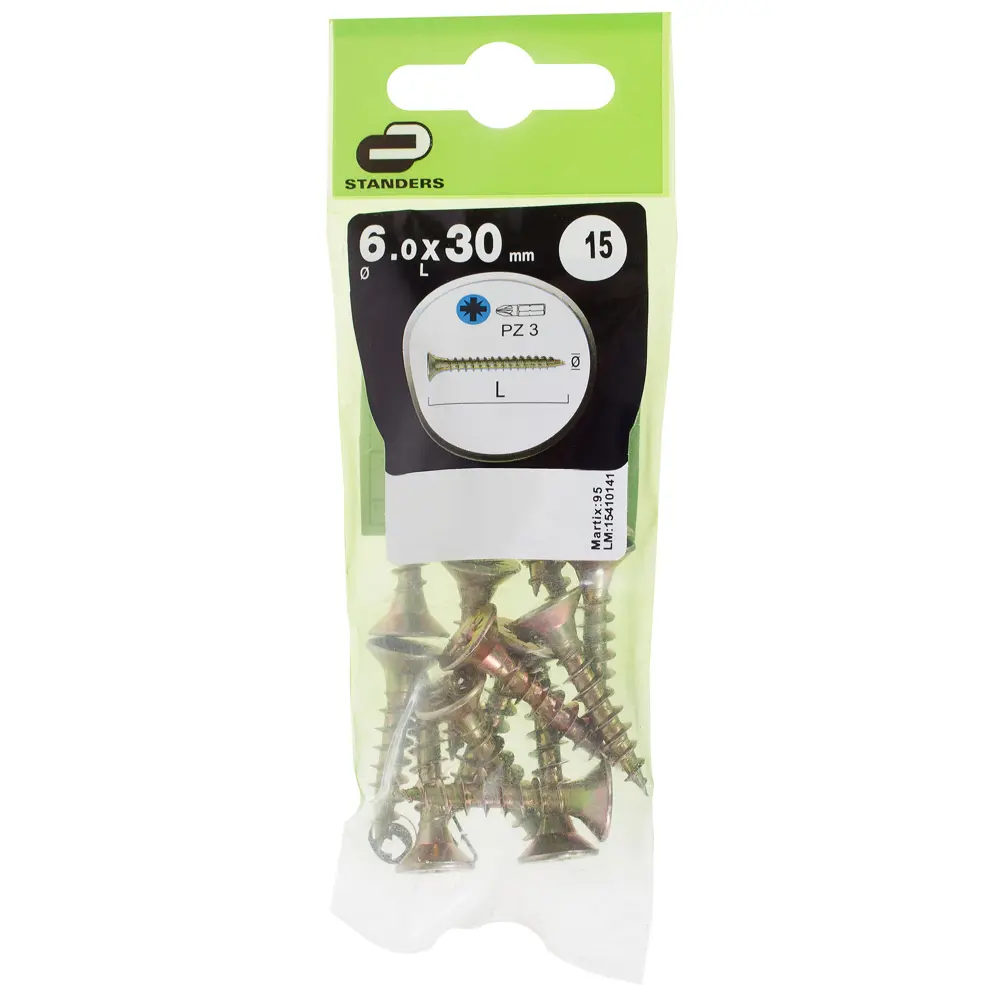 Саморезы универсальные Standers 6х30 мм цвет жёлтый, 15 шт STLM-2100545 - Вид №1