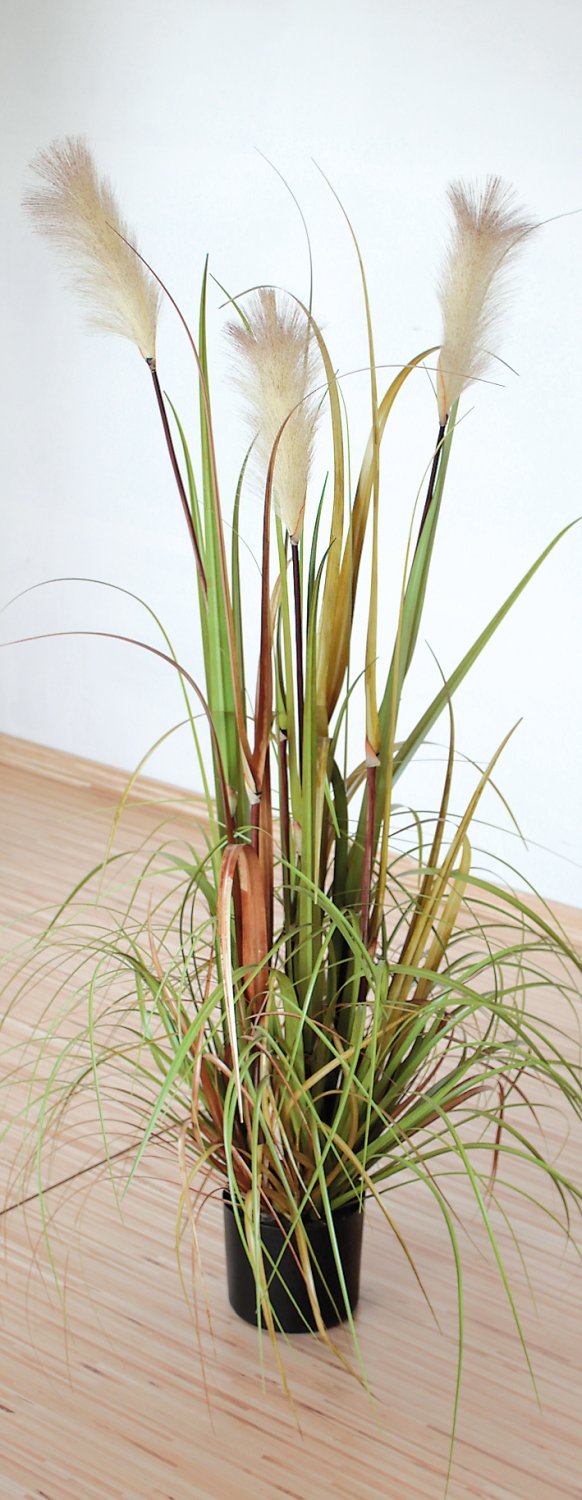 4568 860 a3 Трава искусственная пампас, горшечная, 120 см, зелено-коричневая H-andreas  - Вид №2