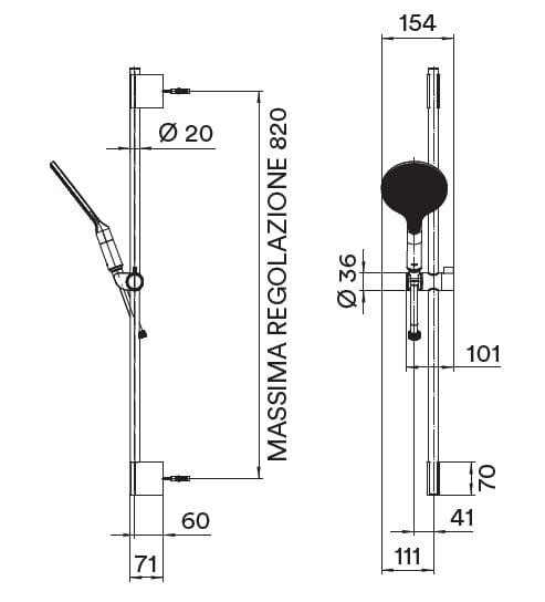 Латунный ручной душ с шлангом Bossini Apex ARCH-00069986 - Вид №1