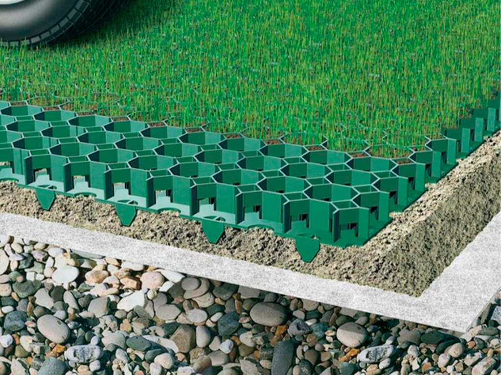 Газонная решетка ЭкоПарк черная 335*335*40мм ГеоПластБорд GPBST-102 - Вид №5