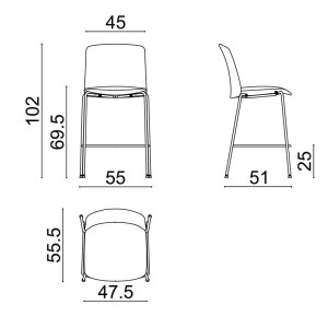 Металлический мягкий стул с подставкой для ног