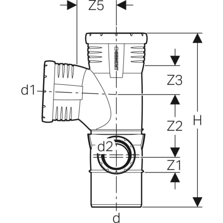GEBERIT 393.562.14.1 Крестовина двухплоскостная комбинированная Geberit Silent-Pro 87,5°, правая  - Вид №3