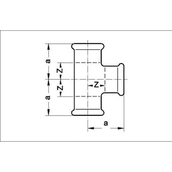 110130353528 SANHA 10130 пресс-фитинг газ, медь, тройник ВПр 35x35x28 мм  - Вид №1