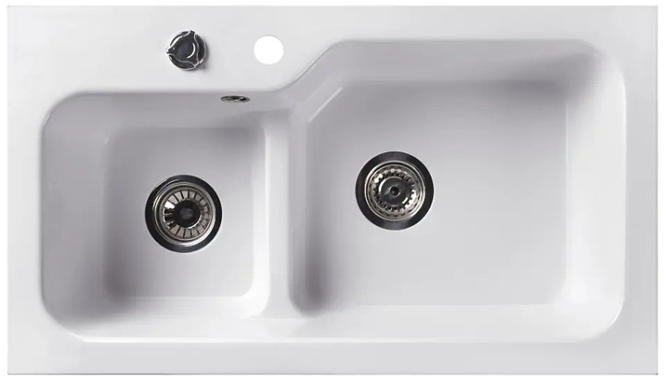 91171631 Врезная мойка 2 чаши Belux SG-REC-DUO 8045 84x45.20x19 см гранит цвет белый STLM-0509441