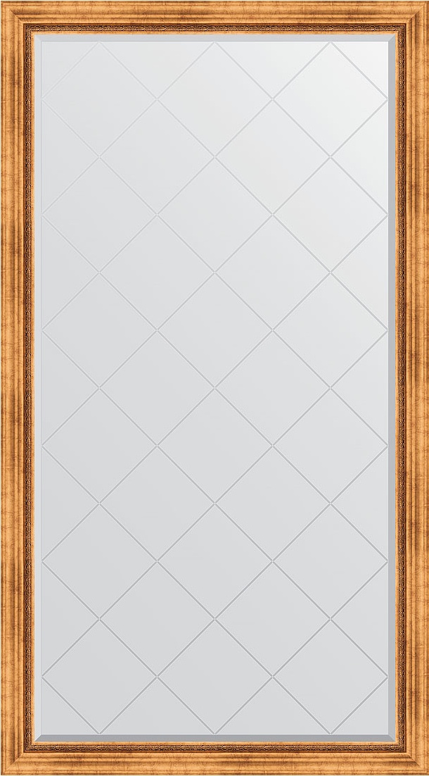BY 6357 Зеркало напольное с гравировкой в багетной раме - римское золото 88 mm EVOFORM Exclusive-G floor