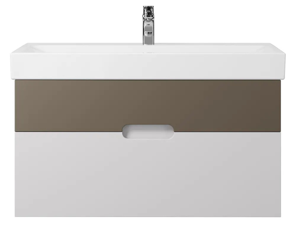 91630296 Тумба под раковину Trende Minimal TRE7-1079CapS + 1079-001-0126 подвесная 100см цвет коричневый, с раковиной STLM-0999033