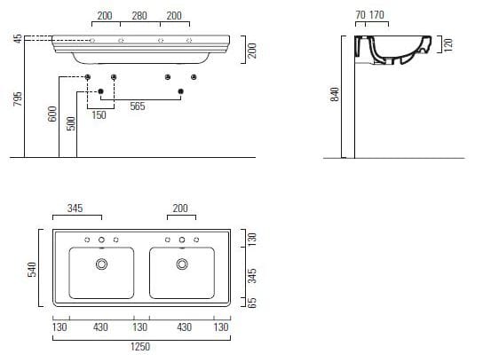 Двойной подвесной умывальник GSI ceramica Classic ARCH-00149377 - Вид №4