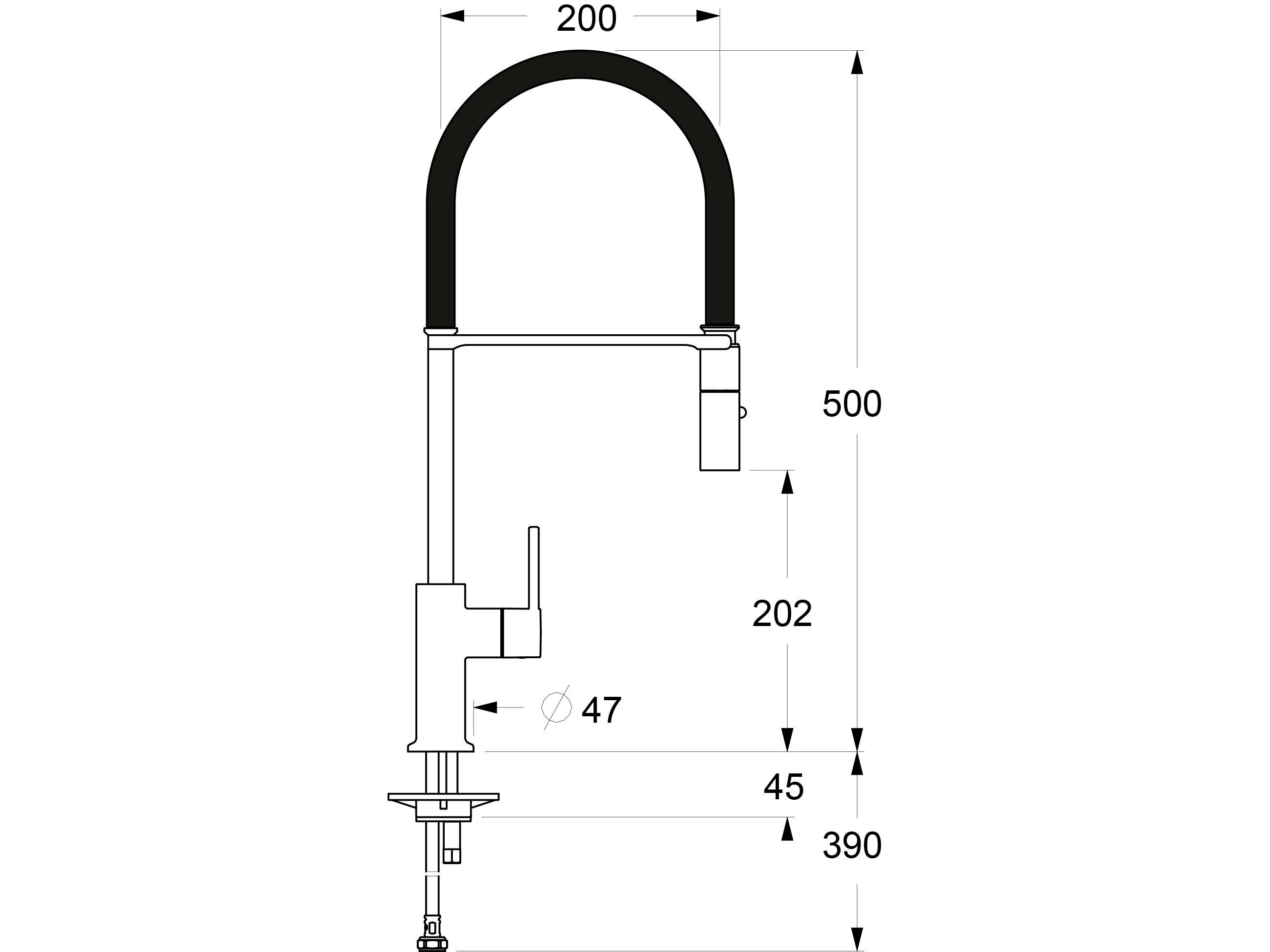 Однорычажный смеситель для кухни с выдвижным ручным душем GUGLIELMI RUBINETTERIE Sprint ARCH-00060672 - Вид №3