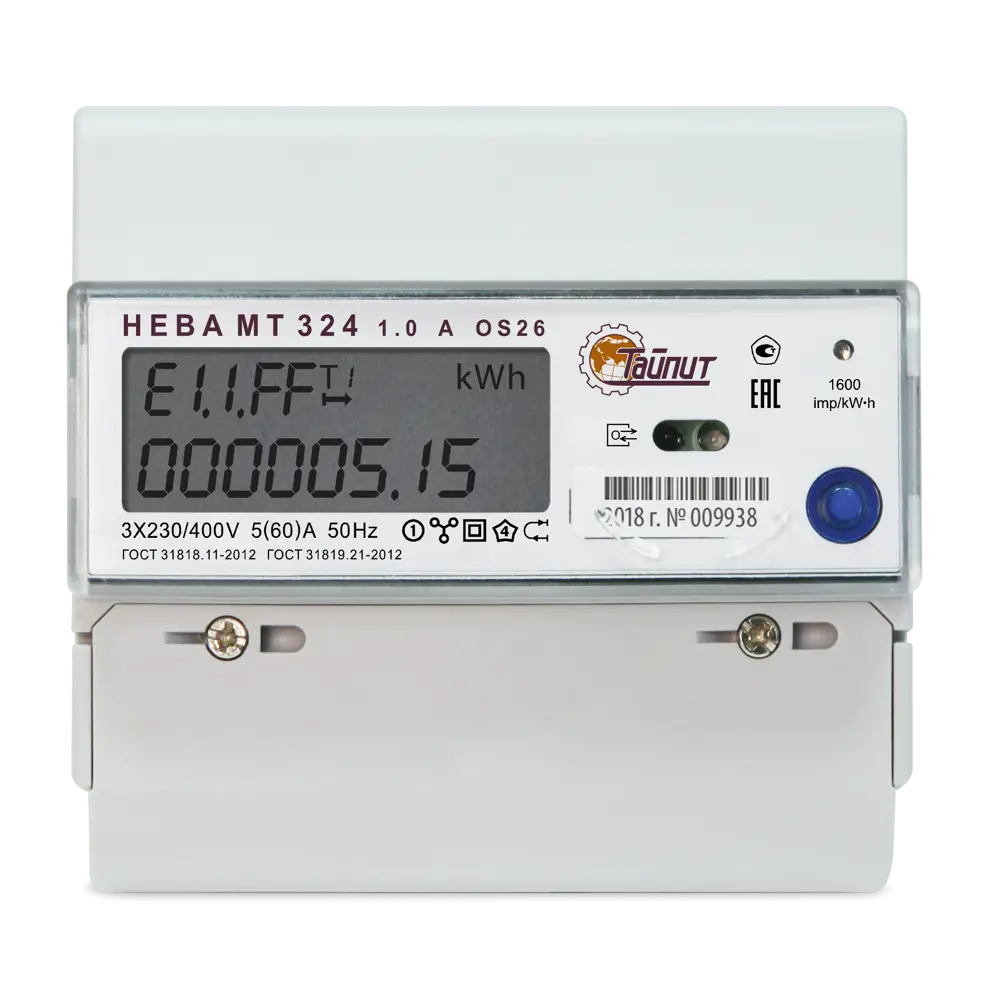 Счётчик электроэнергии Нева МТ 324 AOS26 5(60)А, трёхфазный STLM-2142932