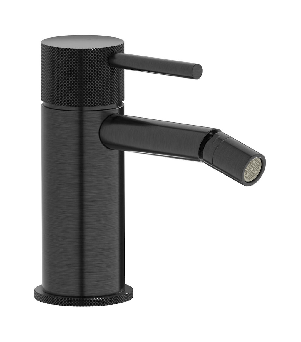 Смеситель для биде на 1 отверстие в комплекте с донным клапаном. WE ARE IB id220cs Brushed Black Chrome Industria