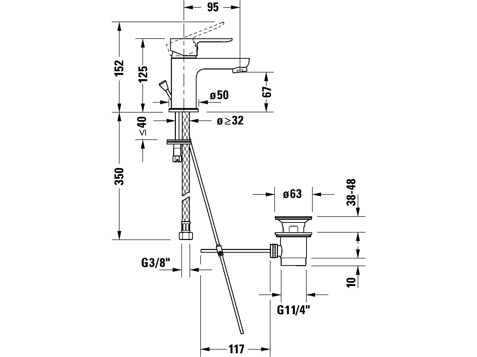 Однорычажный смеситель для раковины с раковиной Duravit D-Code ARCH-00100050 - Вид №3