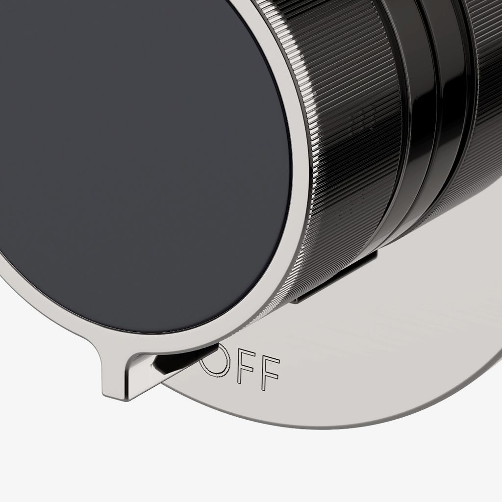 B3T14D Трехсторонняя переключающая отделка серии Bond Union с ручкой-ручкой с эмалированными гильошированными линиями Waterworks - Вид №1