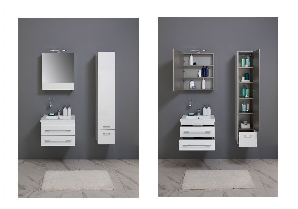 Тумба под раковину Aquanet Верона 58 белый (подвесная 2 ящика) sun-id-270471 - Вид №5