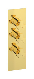 Комплект наружных частей термостата на 2 потребителей - вертикальная прямоугольная панель с ручками Belmondo WE ARE IB eua211oonbt Gold Aqua