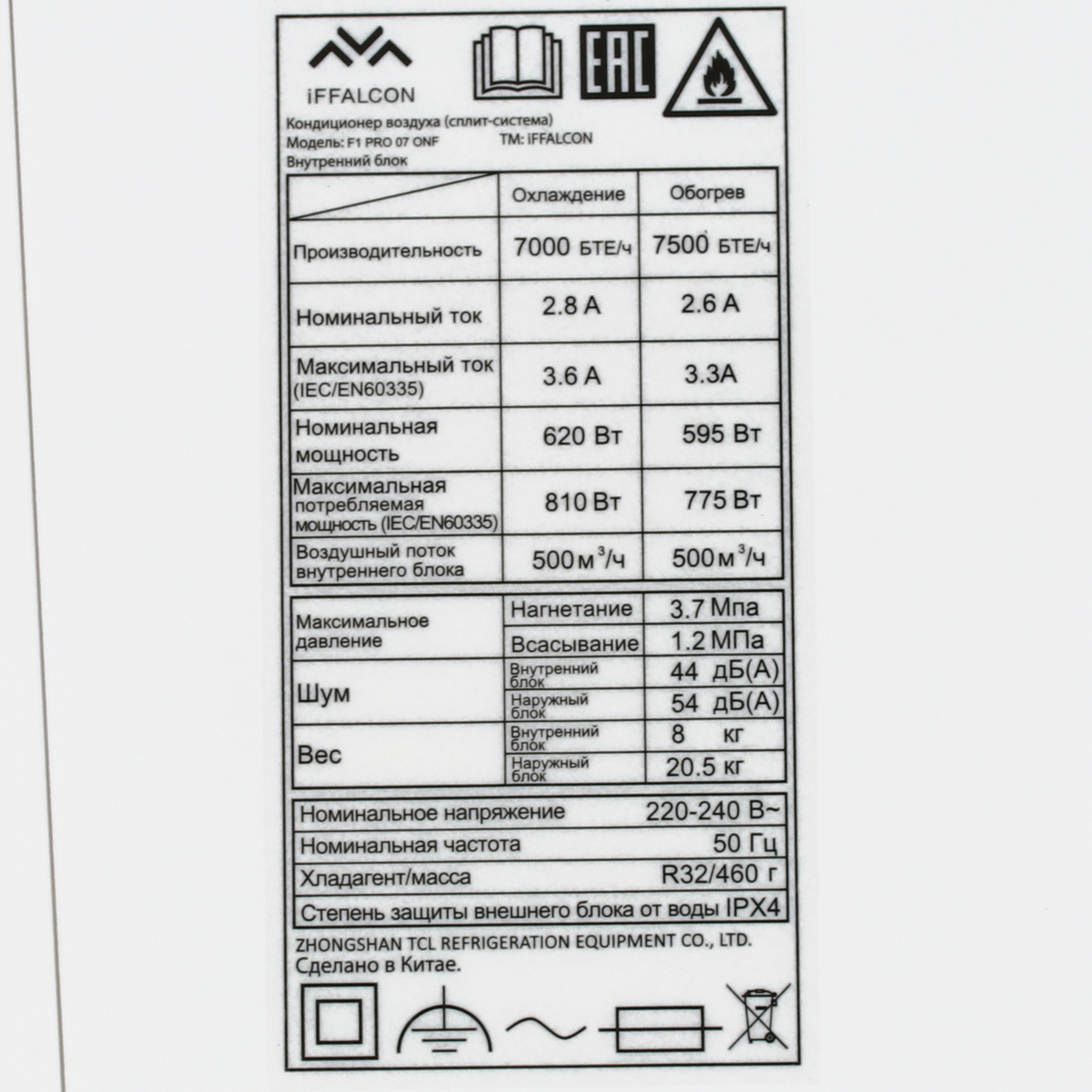 5499590 Кондиционер настенный сплит-система iFFALCON F1 PRO 07 ONF белый STDN-0087849 - Вид №3