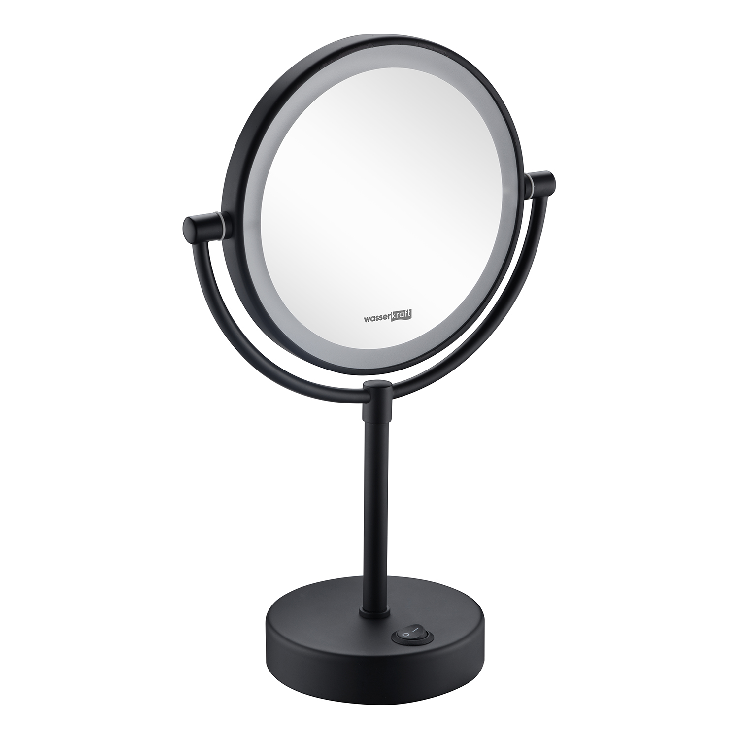 K-1005BLACK Зеркало с LED-подсветкой двухстороннее, стандартное и с 3-х кратным увеличением WasserKRAFT  - Вид №1