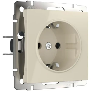 Розетка Werkel встраиваемая с заземлением и защитными шторками, цвет слоновая кость 85539973