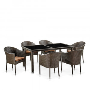 T246A/Y350A-W53 6PCS Brown Комплект плетеной мебели T246A/Y350A-W53 Brown 6Pcs Afina