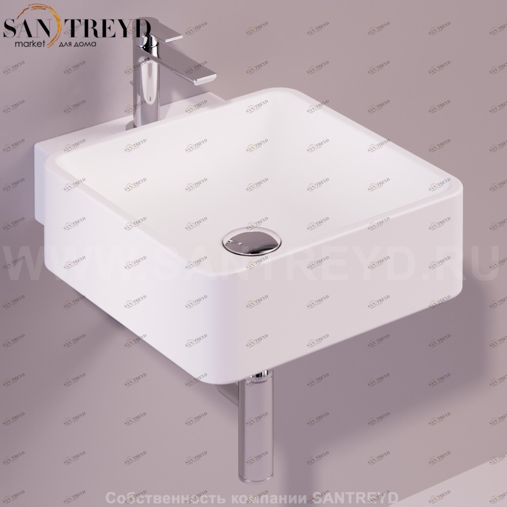 FL15BIANCOMATT Подвесная раковина настенная квадратная Simas Flow белая