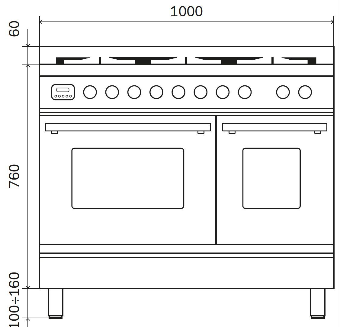 Стальная отдельно стоящая кухня с индукционной плитой Ilve Professional Plus ARCH-00129164 - Вид №2