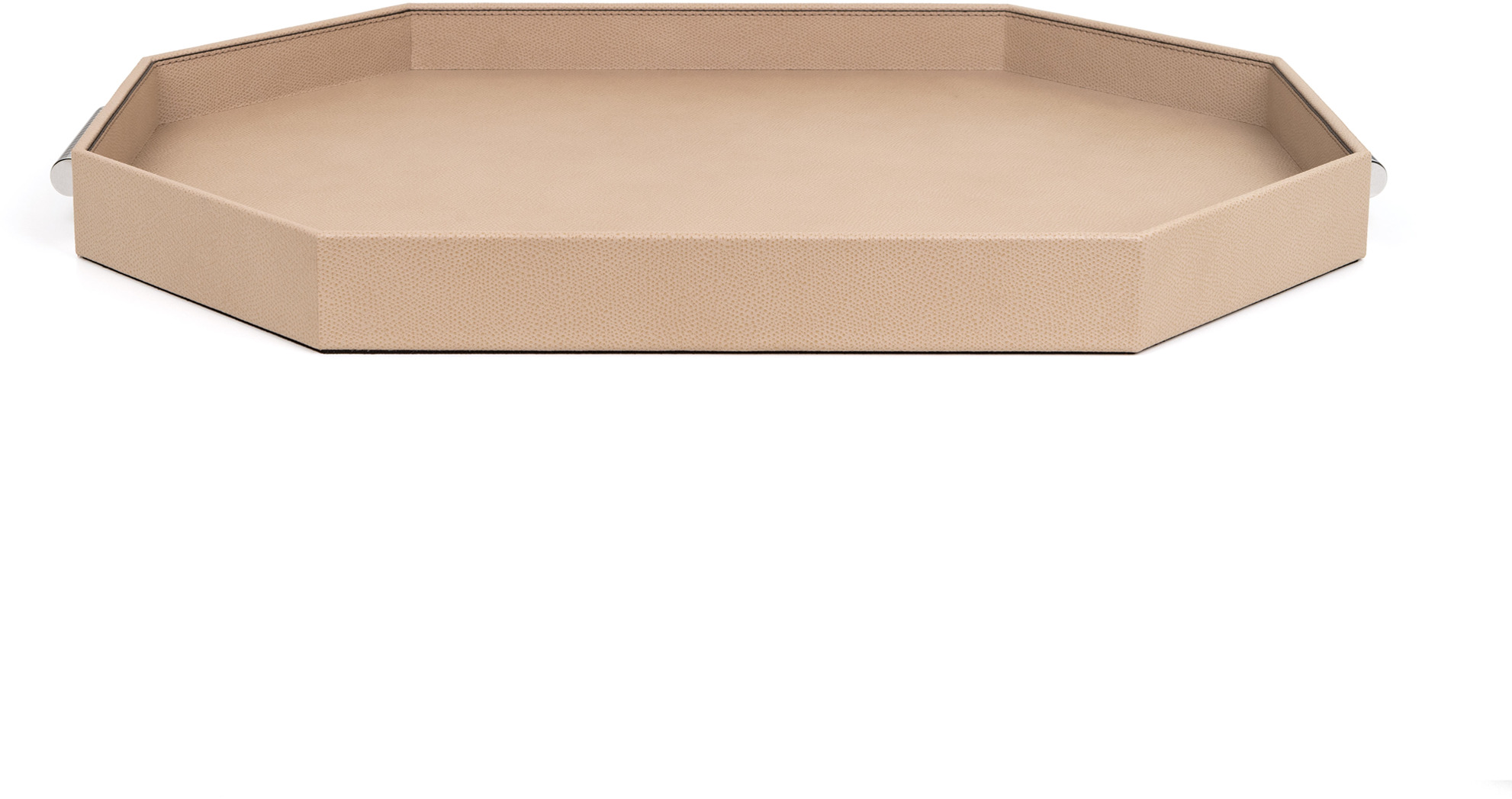 Восьмиугольный поднос Grace - 55X40 см/металл-хром/зернистая кожа_темно-серый