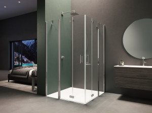 Стеклянная угловая душевая кабина