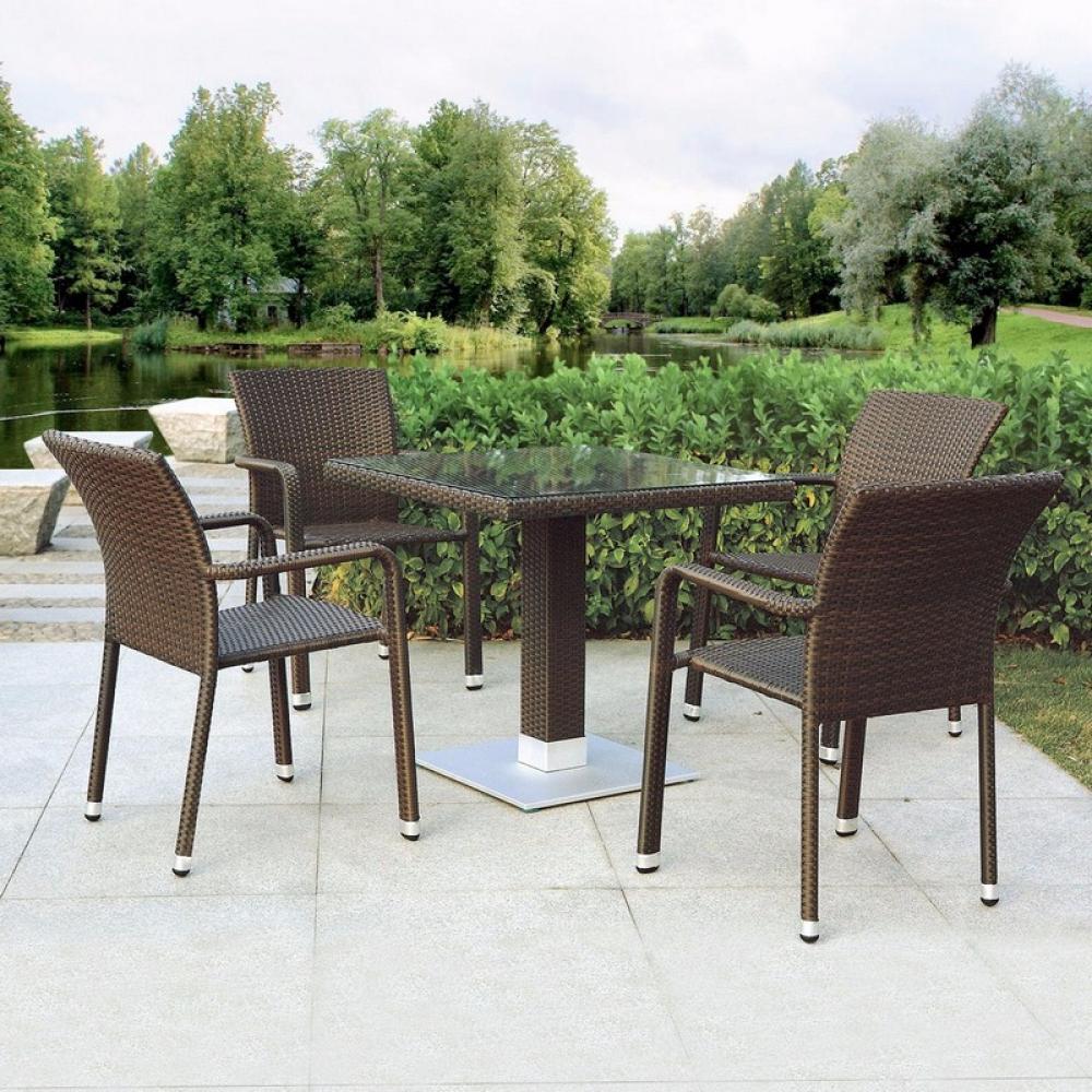 T606SWT/A2001B-W53 Brown 4Pcs Комплект плетеной мебели Afina 