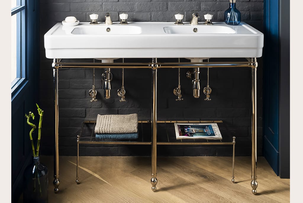 Керамическая двойная консольная раковина с держателем для полотенец Park Avenue BROADWAY & METAL ARCH-00096008 - Вид №1