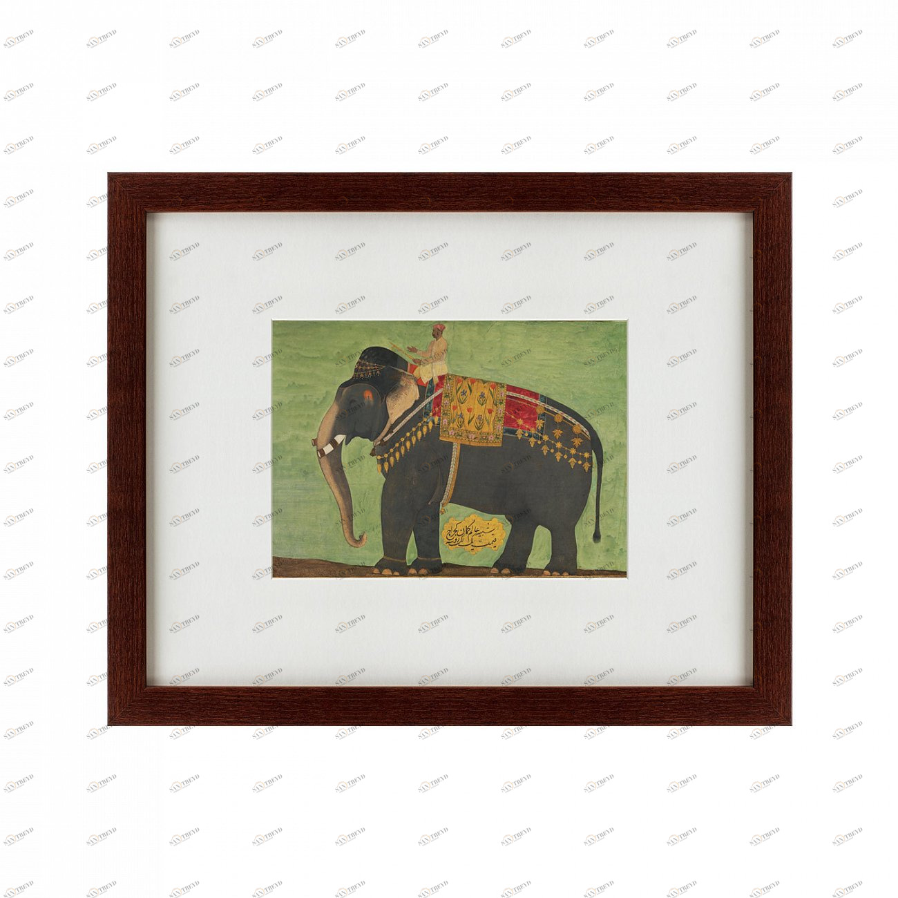 Картина слон: Portrait of the Elephant, Индия, 1640 КАРТИНЫ В КВАРТИРУ  135725 Зеленый;коричневый 