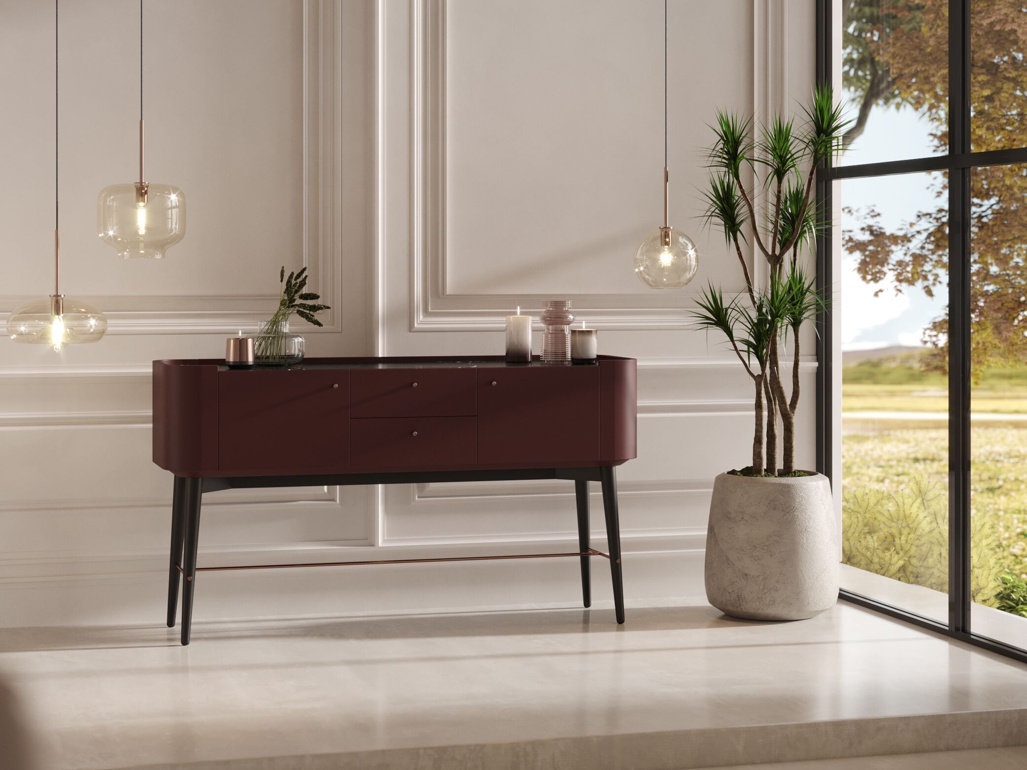 Деревянная прямоугольная консоль с ящиками PRADDY Natur ARCH-00079391 - Вид №4