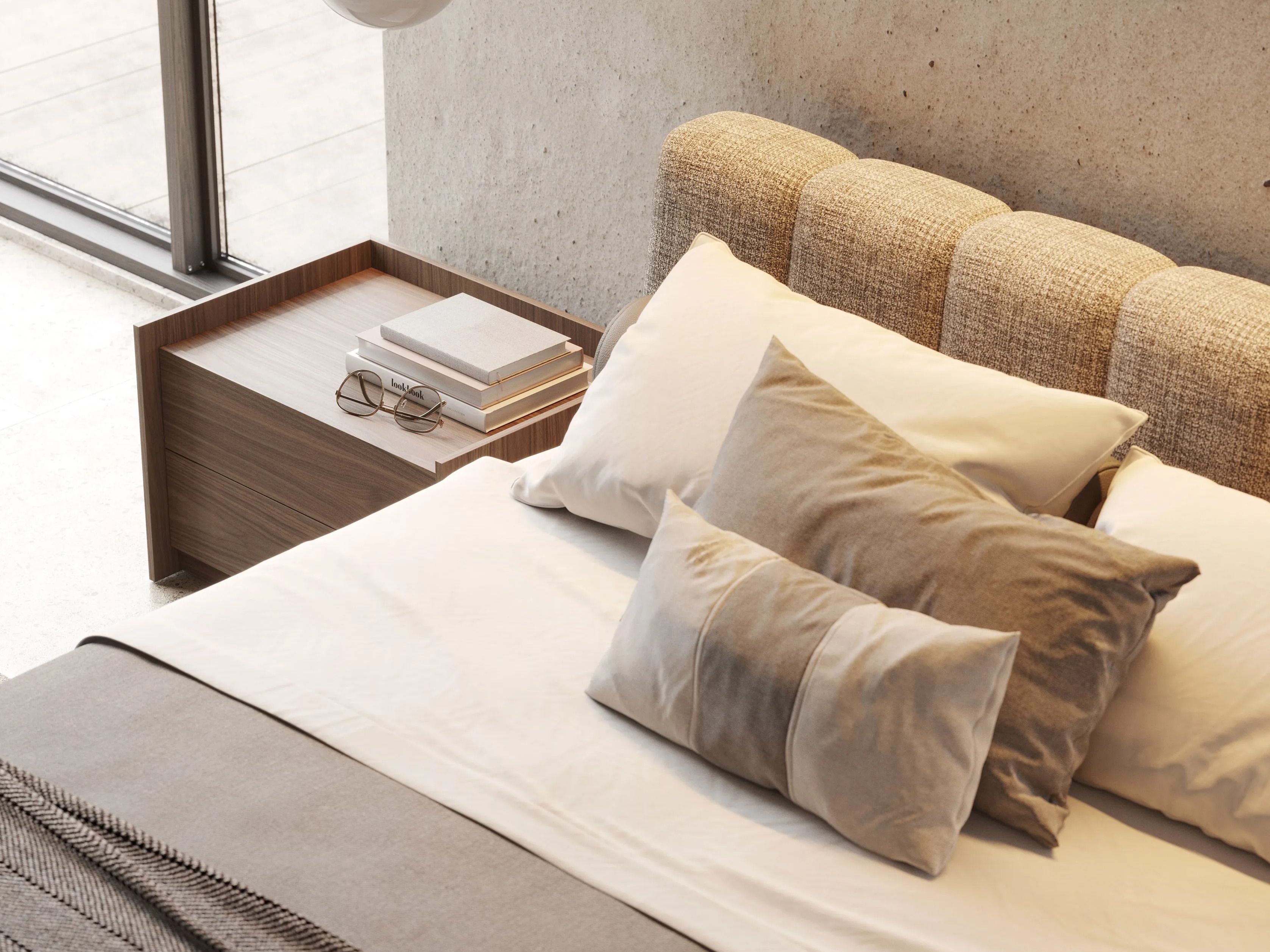 Двуспальная кровать из ткани с мягким изголовьем Laskasas ARCH-00031330 - Вид №5