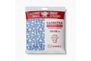 17429922 Салфетка из микрофибры универсальная, 1 шт., 30х30 см СХ 007 Мистер бульк