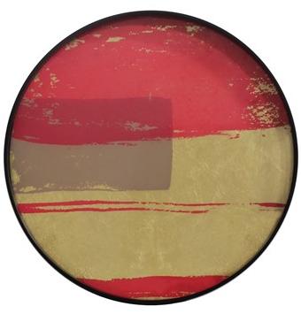 Ethnicraft Круглый поднос из дерева и стекла Bright abstract 20453 - Вид №1