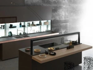 VALCUCINE Кухня из непрозрачного стекла Mocaccino с медным ящиком Genius loci