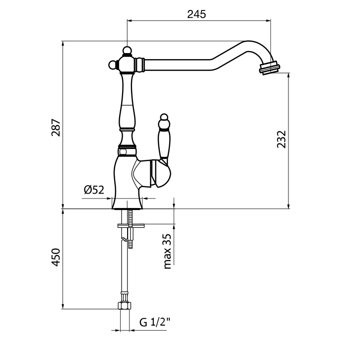 VA920302015 Смеситель для кухни Webert Kitchen Valentino  - Вид №1