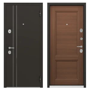 Дверь металлическая Контрол Танганика, 880 мм, левая, цвет орех