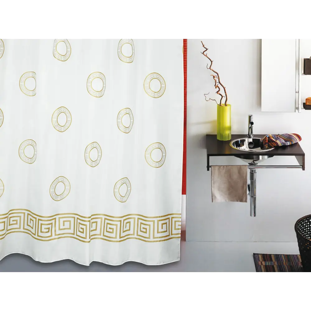 Штора для ванной комнаты «Classic» 180х200 см цвет жёлтый WESS STLM-2000533