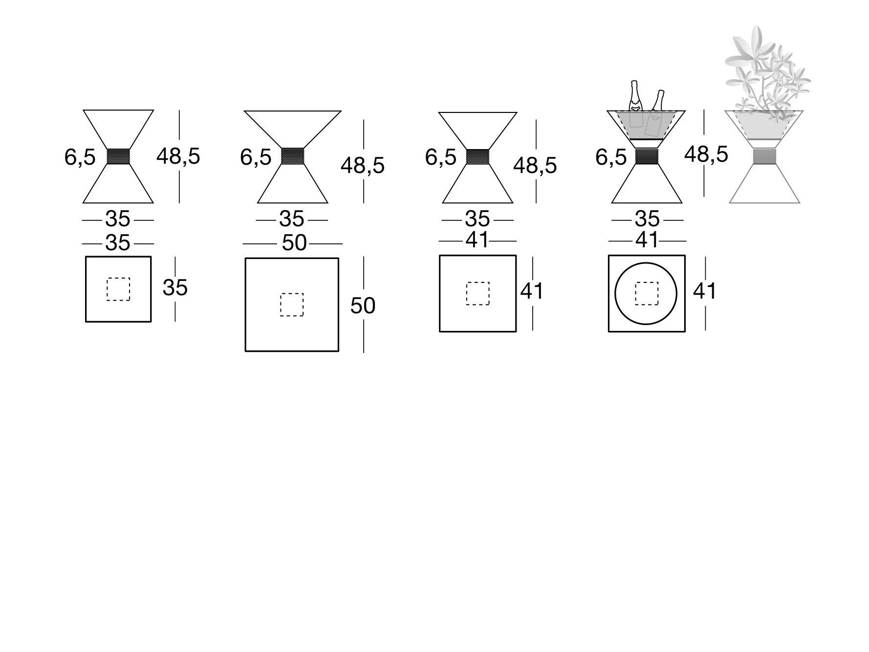 Квадратный стол для сервировки Longhi Blooming ARCH-00065584 - Вид №2