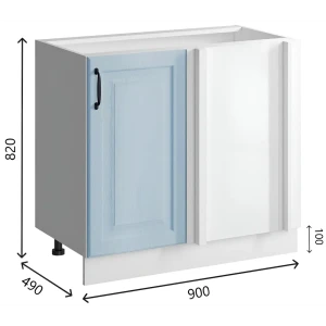 91610744 Кухонный шкаф под мойку угловой под мойку Bvmebel Romeo 90x82x47 см ЛДСП цвет голубая лагуна/белый STLM-1435366