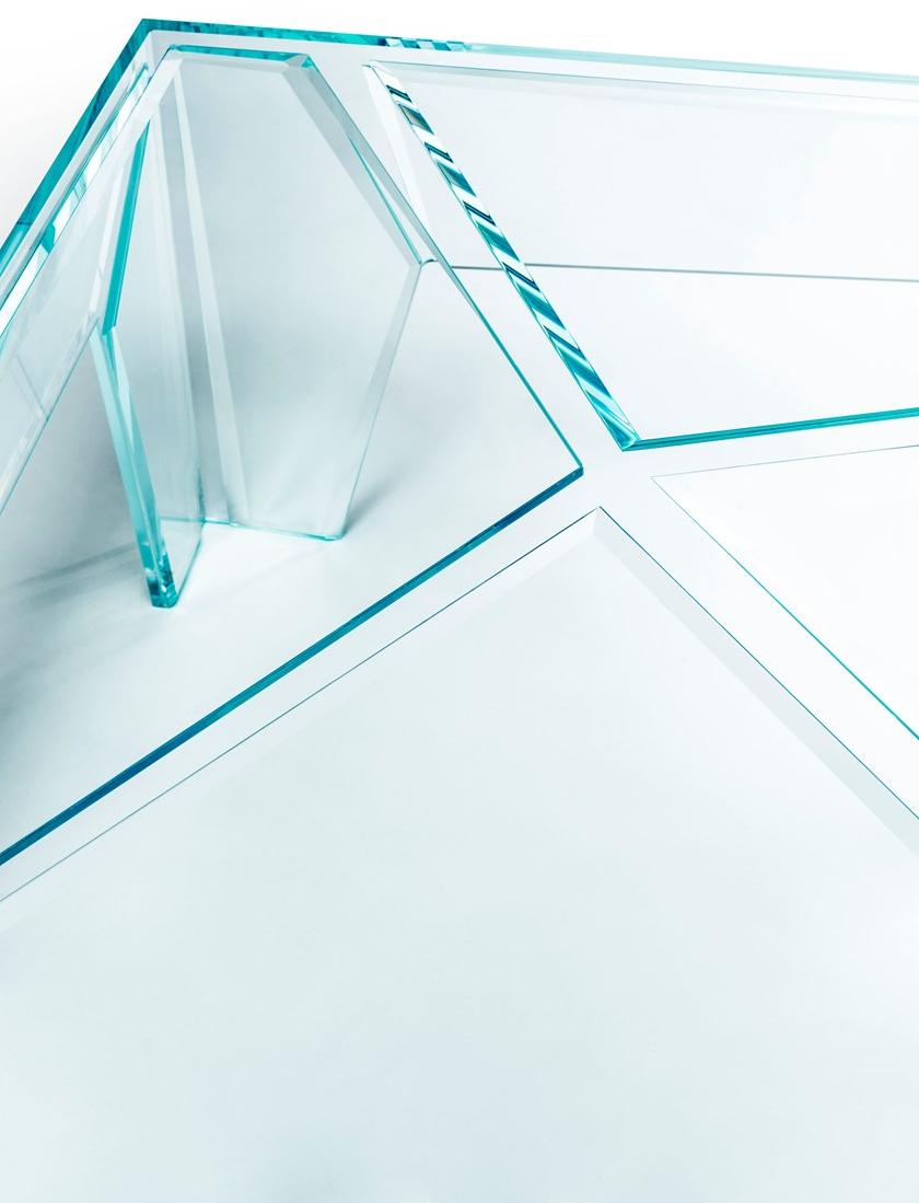 Glas Italia Низкий квадратный журнальный столик из хрусталя  Hyp01  - Вид №3
