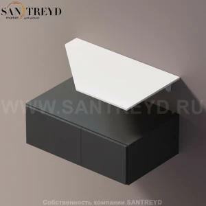 Agape ELL Подвесная столешница с возможностью установки 1-2 раковины. Размер: длина 80 см. Отделка: белый кориан AELLN1MAC080ZZ